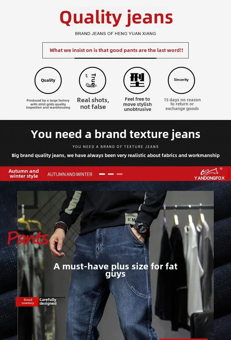 Spring Autumn Men's Jeans Luxury Fashion Plus Size 44 Boyfriend Streetwear Casual Harem Denim Jeans Pants Blue Designer Trousers