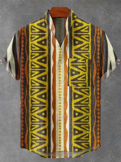 3D Men's Hawaiian Shirt Men's Linen Summer Stitching Retro Shirt Single Breasted Short Sleeved Top Camisa Hawaiana Hombre