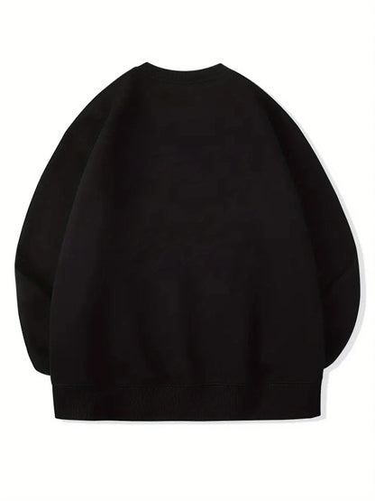 Men's autumn and winter casual loose fashion classic Paris letter pattern printed long sleeved round neck sweatshirt