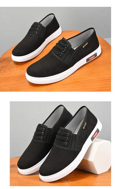 Men Shoes Breathable Canvas Shoes for Youth Student Slip on Walking Sneakers Driving Loafers House Moccasins Work Skate Flats