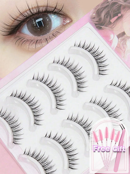 C curl 5Pairs brown style Eyelash Extension Winged Individual Lashes Natural Segmented Eyelash Bundles Makeup Tools
