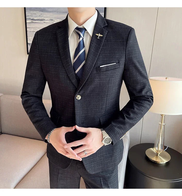 Traje De Boda De Alta Calidad Para Hombre, Traje Profesional De Negocios A La Moda, Chaleco Y Pantalones, Conjunto De 3/2 Piezas