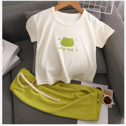 2025 Summer Children Clothes Sets Sports School Outfits for Baby Girl Boy Suit T-shirts+Pants 2 Piece Kids 1-8Yrs Clothing