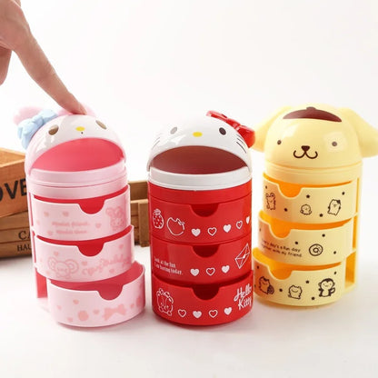 hello kitty anime peripheral cartoon 3-layer drawer storage box my melody cute cat makeup box kawaii birthday gift for women