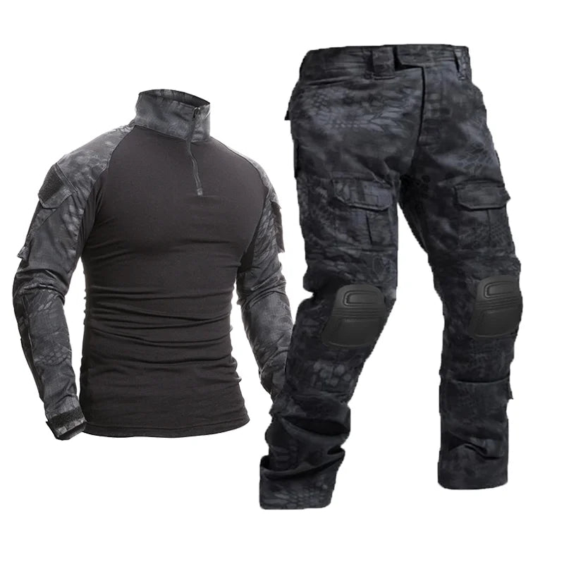 Men Tactical Suits Outdoor Paintball Clothing Uniform Shooting Combat Camouflage Shirts Cargo Knee Pads Pants