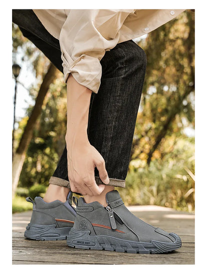 Men's High-Cut Casual Sports Shoes Anti-Slip Wear-Resistant Ankle Boots Outdoor Workwear Footwear for Comfortable Walking