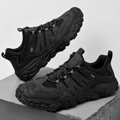 Retro Style Men's Outdoor Hiking Shoes Durable Waterproof Trekking Sneakers Non-Slip Sole Trainers Male Mountain Travel Footwear
