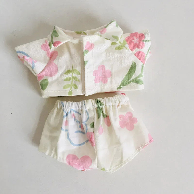 For 15/17cm 3.0 labubu doll cothes Swimsuit Beach skirt beach striped floral shirt shorts For ropa labubu outfit Decorations