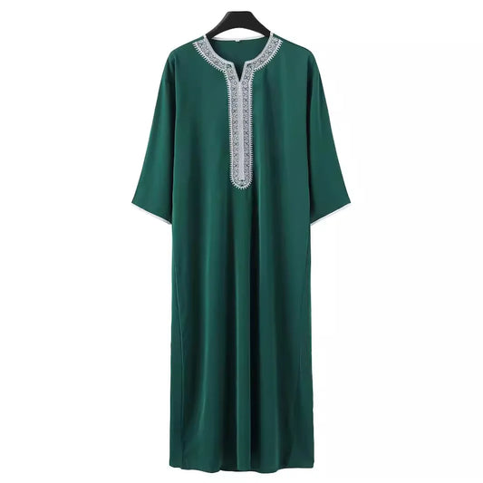 Muslim Men Long Robe Jubba Thobe Embroidery Abaya Saudi Prayer Dishdasha Ramadan Dubai Islamic Abayas Gown 2025 Morocco Kaftan
