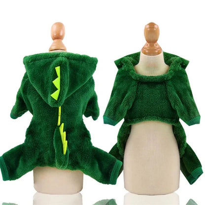 Pet Dog Halloween Costume Dog Clothes for Small Dogs Funny Dinosaur Cosplay Costume Winter Warm Cat Coat Fleece Hoodies Sweater