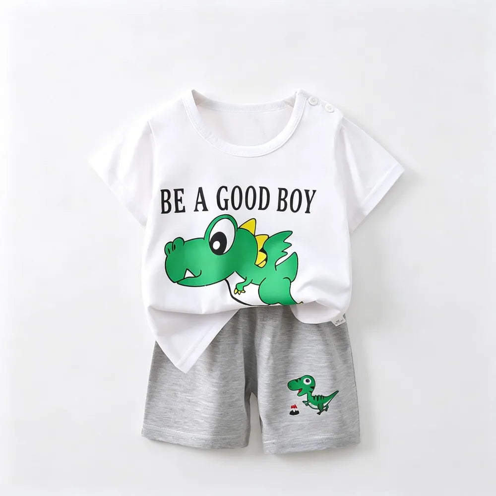 Kids Clothes Set Baby Boy/Girl T-Shirt + Shorts Summer Clothing Cotton Cartoon Casual Boys Tracksuit Children Baby Clothes Set