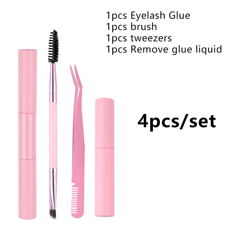 2-in-1 Adhesive and Sealing Eyelash Glue Suitable for DIY Group Eyelashes Eyelash Glue Remover Eyelash Curler Brush Kit Makeup
