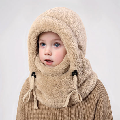 4-14Y Kids' Warm Ear-Protecting Neck Warmer Hat, Thickened Winter Ski Cycling Face Mask Windproof Beanie