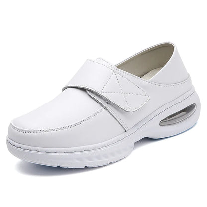 Platform White Shoes Women Casual Comfortable Light Nurse Work Shoes Fashion Slip on Non-slip Loafers Women Genuine Leather Shoe