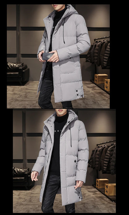 Cotton jacket men's winter thick medium long style men's decoration body trend business cotton jacket men's coat