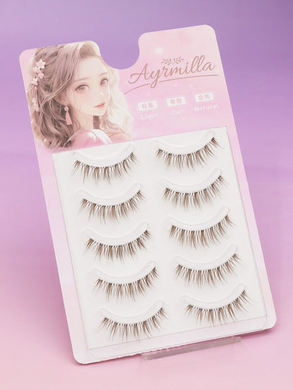C curl 5Pairs brown style Eyelash Extension Winged Individual Lashes Natural Segmented Eyelash Bundles Makeup Tools