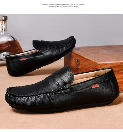 Men Shoes Casual Leather Mens Loafers Moccasins Designer Slip on Boat Shoes High Quality Chaussure Homme Plus Size 38-47