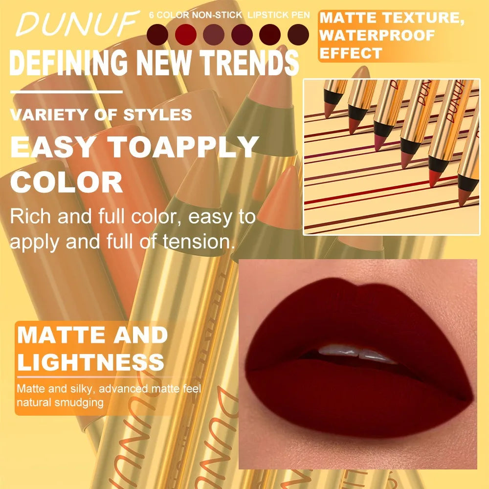 Rich Color Non-stick Lipstick Pencil Long-lasting Matte Lip Liner Crayon Red Tint Brown Lipliner Makeup Easy To Apply Cosmetics