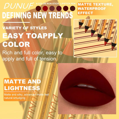 Rich Color Non-stick Lipstick Pencil Long-lasting Matte Lip Liner Crayon Red Tint Brown Lipliner Makeup Easy To Apply Cosmetics
