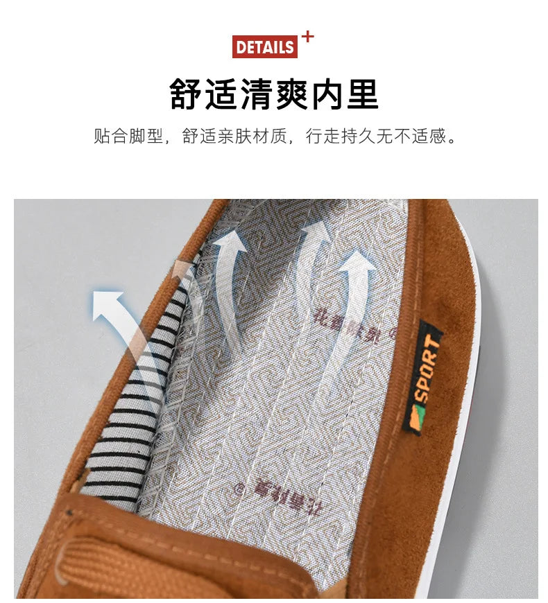 Men Shoes Breathable Canvas Shoes for Youth Student Slip on Walking Sneakers Driving Loafers House Moccasins Work Skate Flats