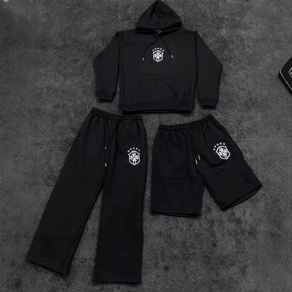 New Y2K casual loose street hip-hop suit trend Gothic Harajuku personality couple hoodie European and American mix and match set