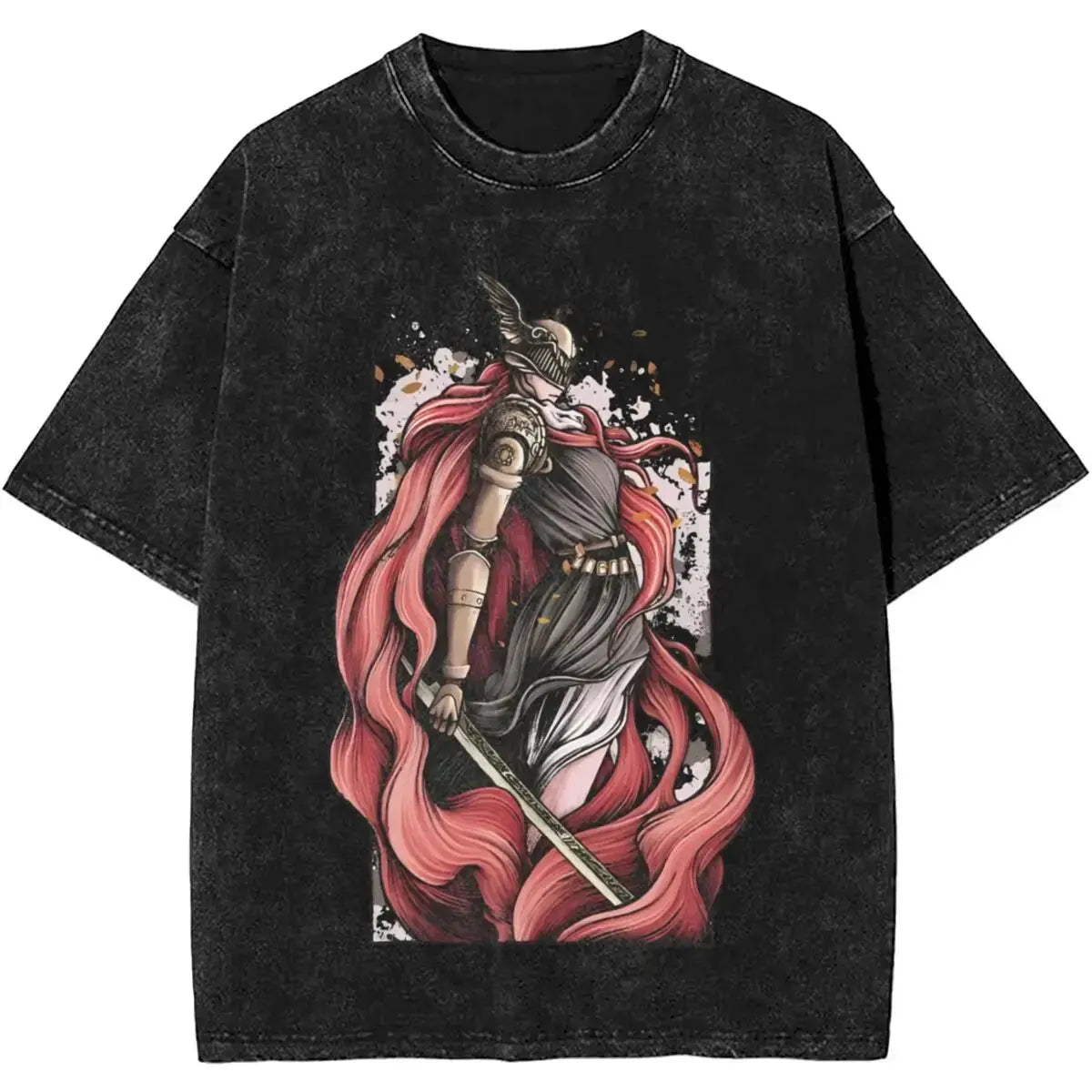 New Arrival Short Sleeved Round Neck Y2k Tshirt Men Clothing New in Top & Tees Mens T-Shirt Malenia Blade Of Miquella Washed