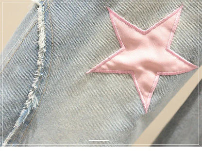 4-12 Years Teenger Girls Clothing Set Autumn Fashion Short Shirt + Letter Jeans 2Pcs Suit For Girl  Children Birthday Present