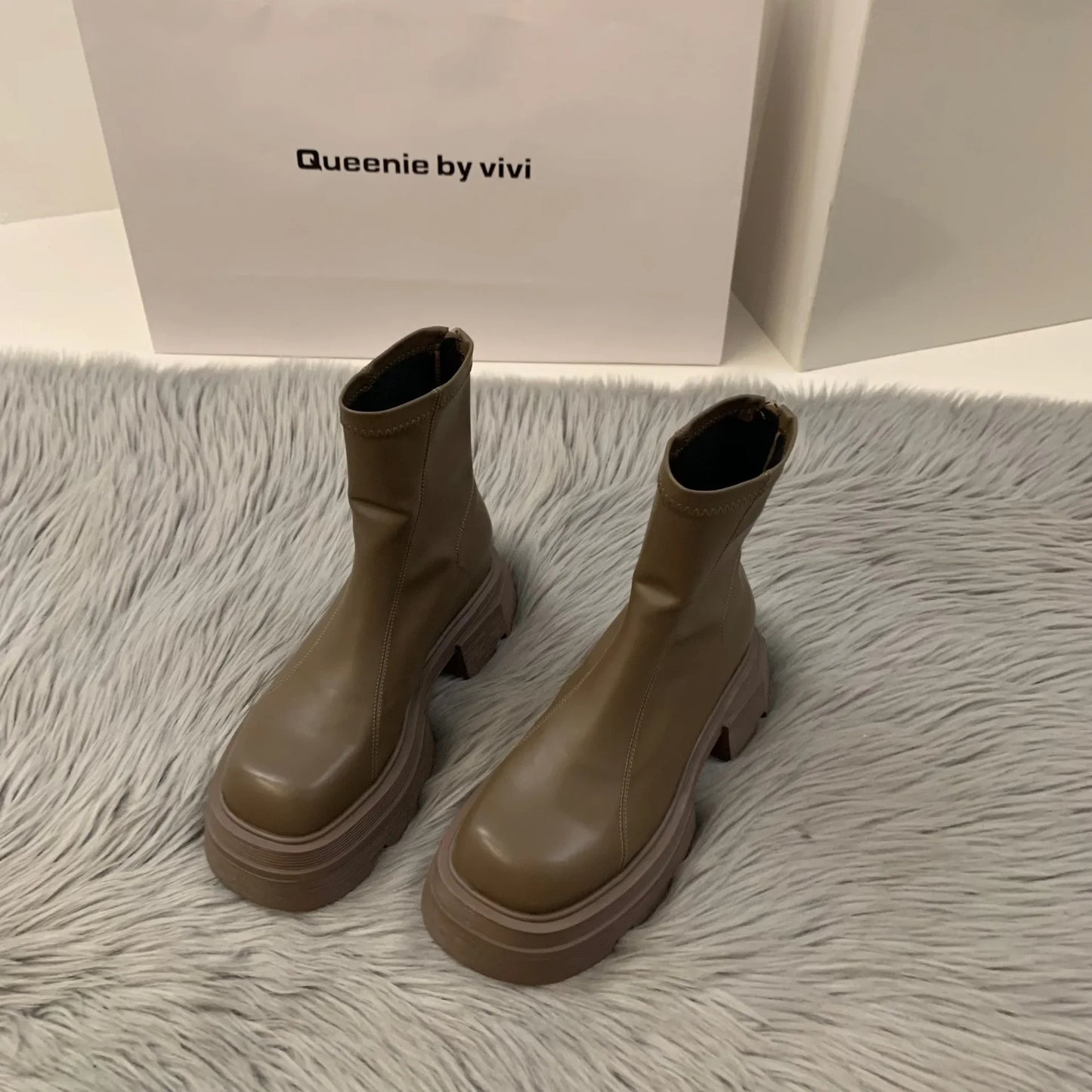 2024New Women's Boots Fashion Leather Casual Boots Luxury Brand Chelsea Ankle Boots for Women Outdoor Platform Boot Botas Mujer