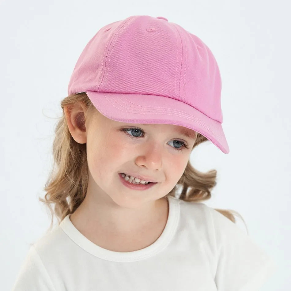 Kids Baseball Cap Low Profile Sun Hat for Boys and Girls Soft Cotton Pink Black White Gray for Baby Children