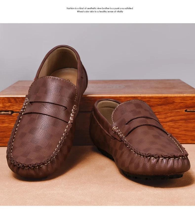 Men Shoes Casual Leather Mens Loafers Moccasins Designer Slip on Boat Shoes High Quality Chaussure Homme Plus Size 38-47