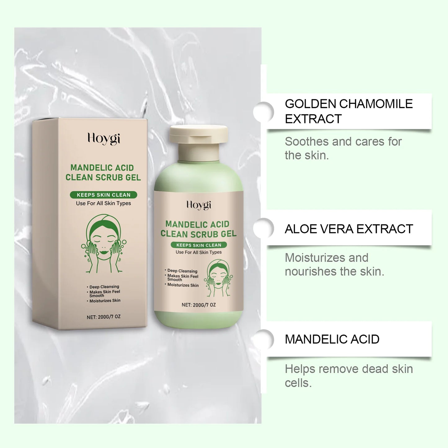 HOYGI Aloe Vera Exfoliating Gel Dead Skin Removal Deep Cleansing Pores Smooth Moisturizing Reduce Dryness Oil Control Skin Scrub