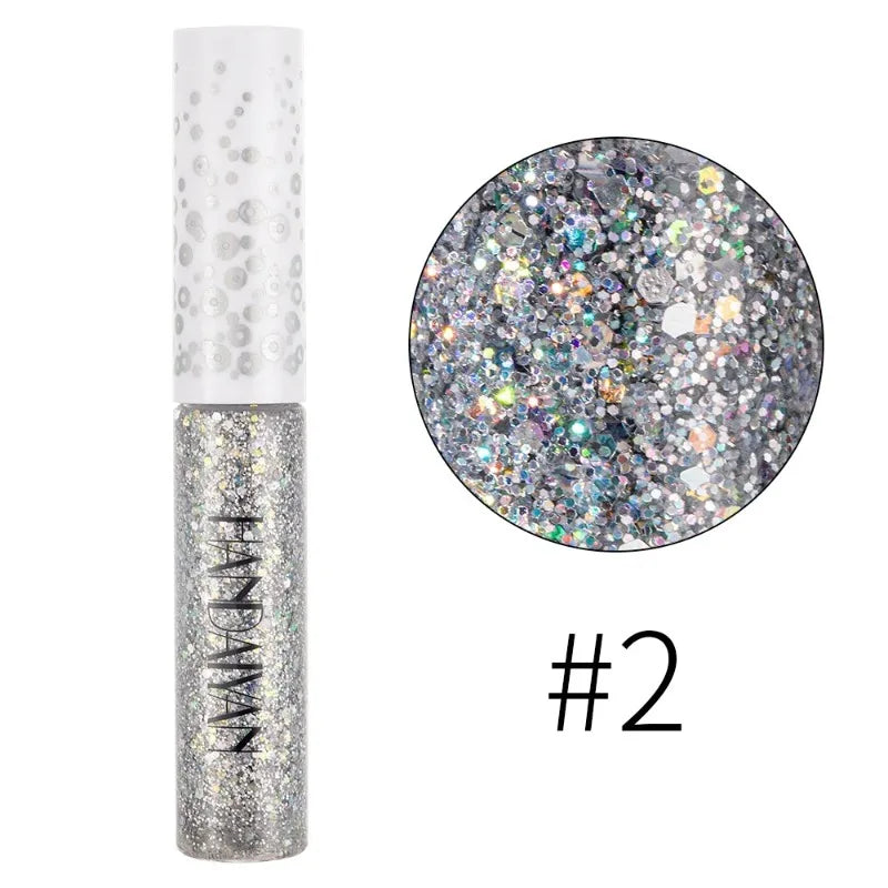 12 Color Liquid Glitter Eyeliner Pearl Shimmer Fashion Sequin Gel Waterproof Lasting Quick Dry Blue Silver Eyeliner Party Makeup