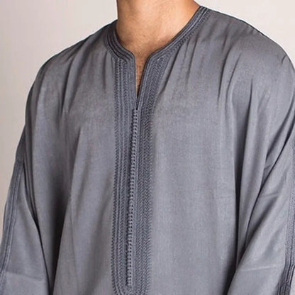 New 2025 Traditional Muslim Clothing Eid Middle East Jubba Thobe Men Thobe Arab Muslim Robes with Long Sleeves Gifts for Husband