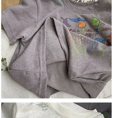 2025 Cartoon Baby T-shirts Korea Style Children's Baby Short Sleeve Printing Tees For Boys Girls