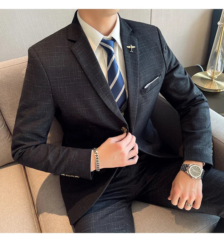 Traje De Boda De Alta Calidad Para Hombre, Traje Profesional De Negocios A La Moda, Chaleco Y Pantalones, Conjunto De 3/2 Piezas