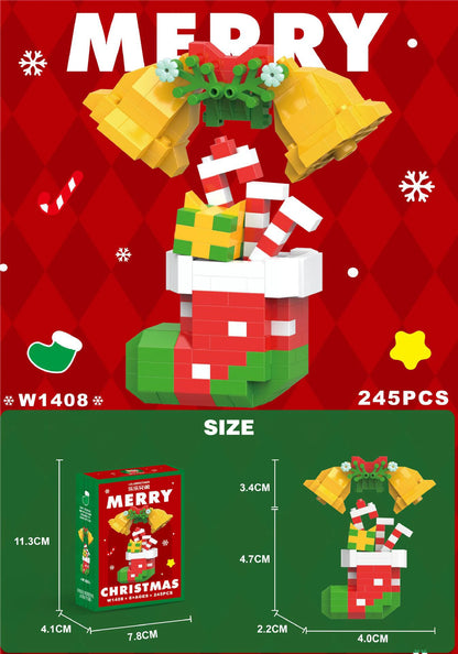Christmas Gifts Micro Building Block Series Santa Claus Reindeer Puzzle Assembling Bricks Table Decoration Toys Children Kids
