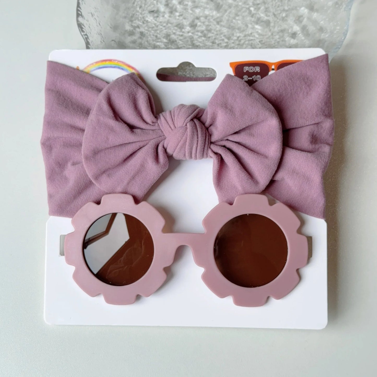 2 Pcs/Set New Children Cute Solid Bowknot Wide Hairbands Heart Sunglasses Hair Bands Baby Kids Headwear Girls Hair Accessories