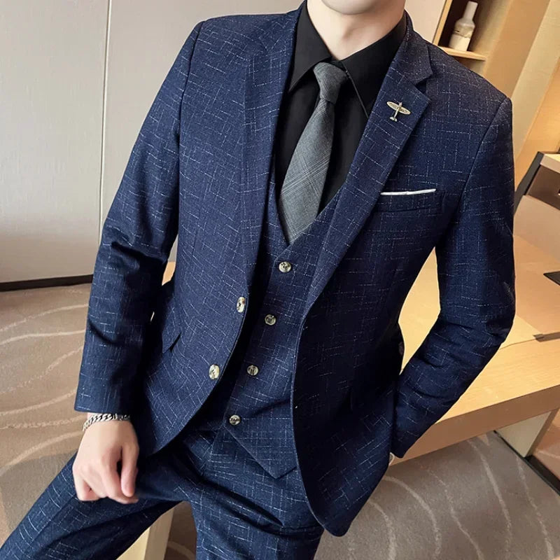 Traje De Boda De Alta Calidad Para Hombre, Traje Profesional De Negocios A La Moda, Chaleco Y Pantalones, Conjunto De 3/2 Piezas