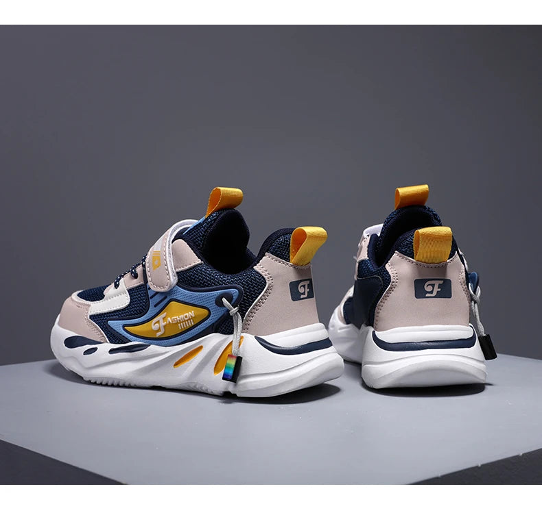 Kid Sneakers Sport Shoes for Boys Fashion Leather Children Breathable Mesh Comfort Shoes Casual Walking Outdoor Running Shoes