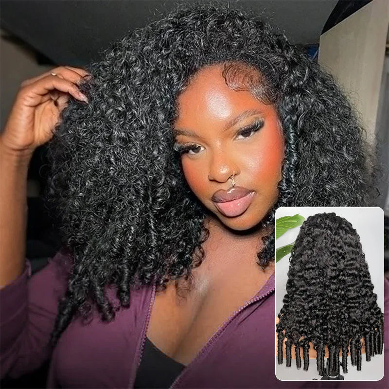 300 Density Burmese Curly Human Hair Wigs For Women 4C Afro Kinky Culry 3 IN 1 Half Wigs Human Hair Wigs 100% Human Hair On Sale
