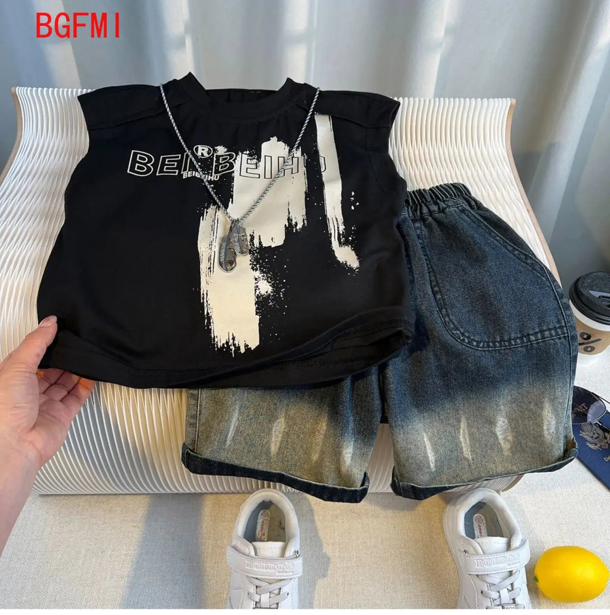 Hot Sale Fashion Baby Boy Suit Summer Clothes Short Sleeve T-shirt Short Jeans 2 Piece Set Kids Outfit 2-11Y Children's Costume