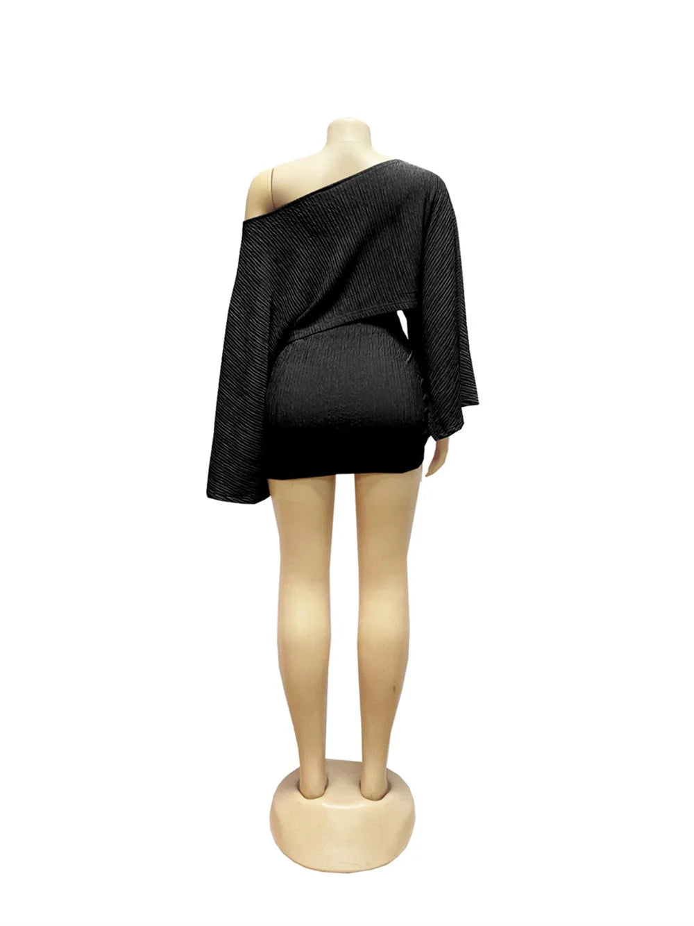Weird Puss Sexy 2 Piece Set Women Skew Collar Loose Crop Tops+Ruched Knot Ribbon Skirt Matching Beach Vacation Party Club Suit