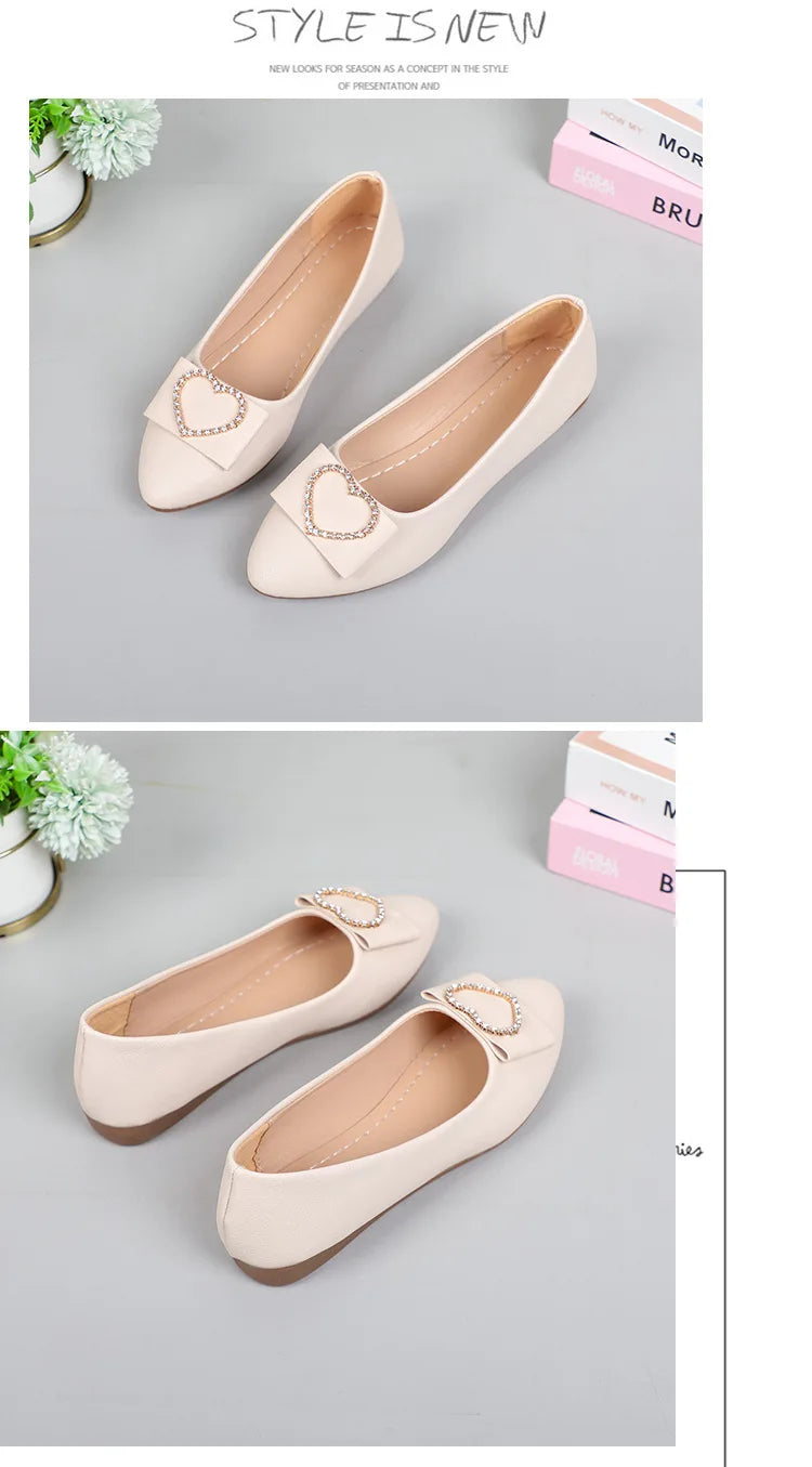 Spring autumn Office Patent Leather Woman Flats Shoes Ballets Metal Buckle Bow Lady Fall Girl Ballerina Dress Pointed Toe Slip