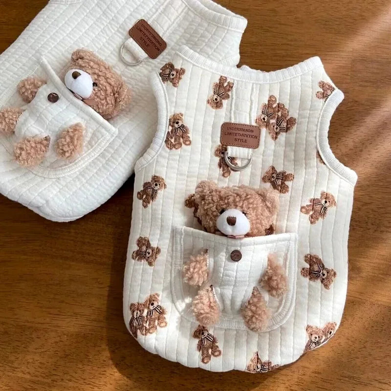 Autumn Winter Cat Fashion Designer Vest Pet Cute Cartoon Soft Shirt Small Dog Harness Chihuahua Poodle Yorkshire Puppy Clothes