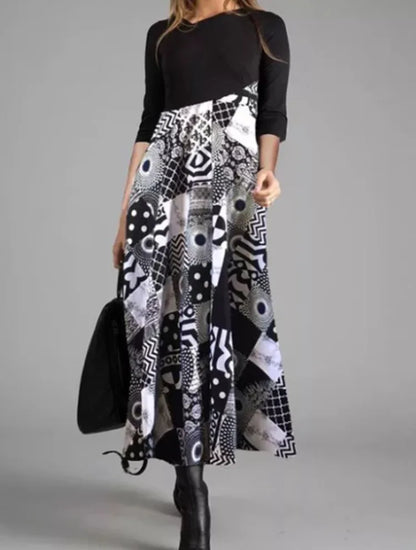 Vintage Women Long Dress V-Neck A-Line Dress 2024 Autumn Elegant Long Sleeves Slim Party Dresses Ladies Casual Loose Vestidos
