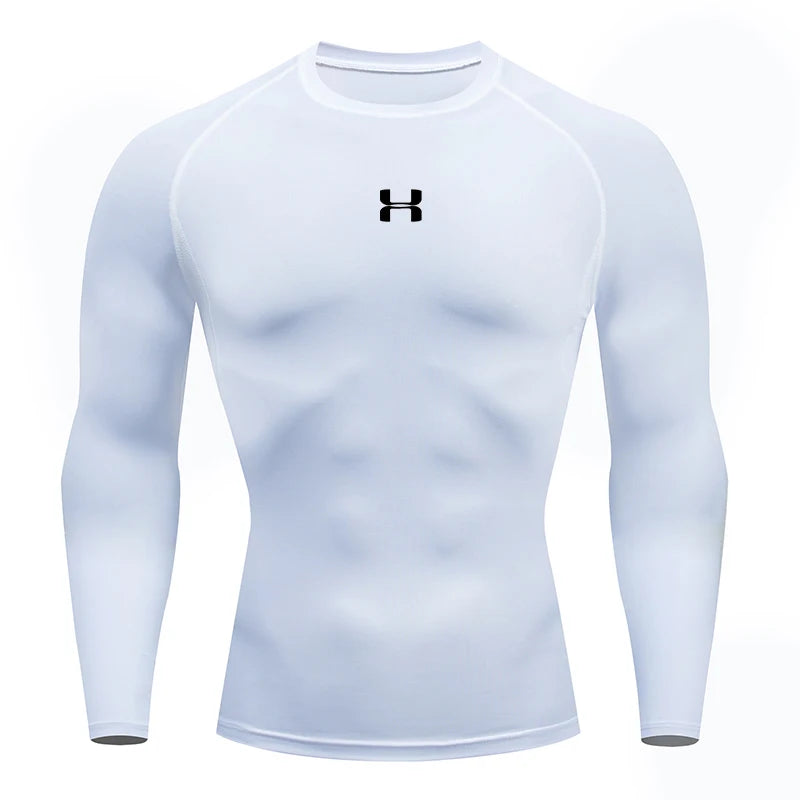 Men's Compression Long Sleeve Shirt Quick Dry Muscle Fit Athletic Top for Workout Training Bodybuilding Running Fitness Sports