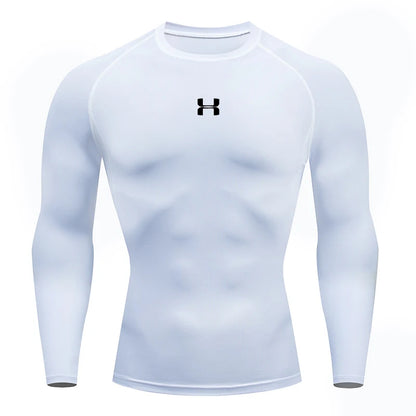 Men's Compression Long Sleeve Shirt Quick Dry Muscle Fit Athletic Top for Workout Training Bodybuilding Running Fitness Sports