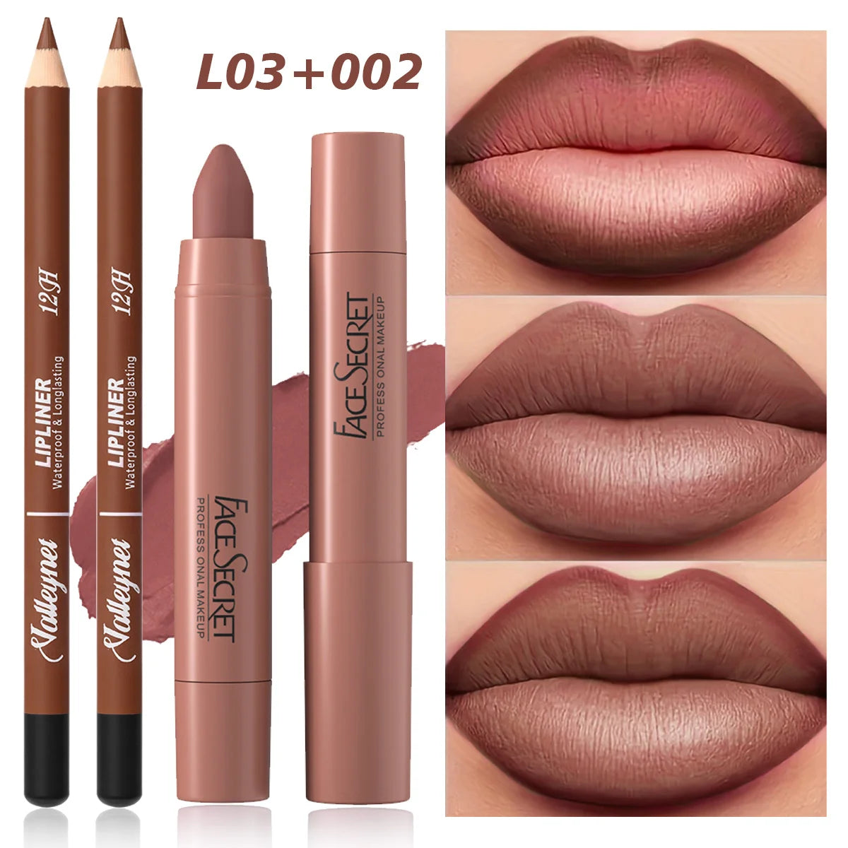 2Pcs/Set Lip Liner + Lipstick Pencil, Matte Velvet Lipstick - Long lasting Lip Combo Set Makeup tutorial Cosmetics