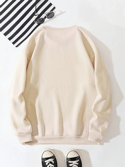 Men's autumn and winter casual loose fashion classic Paris letter pattern printed long sleeved round neck sweatshirt