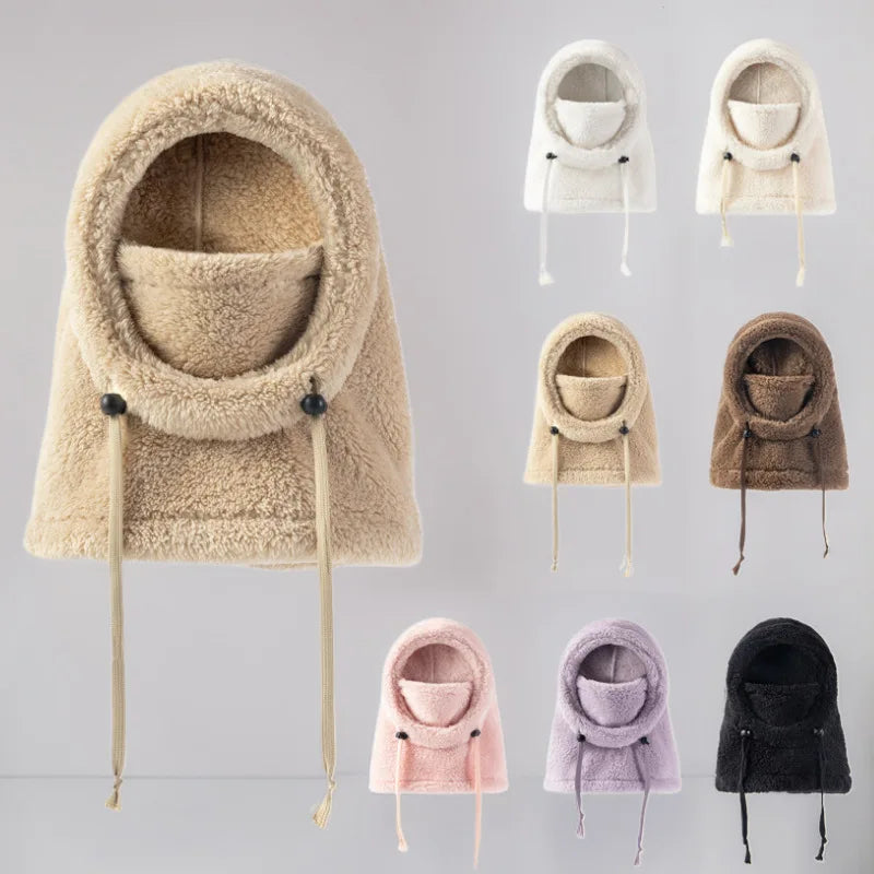 New warm children's ear and neck protection one-piece cap, thickened winter skiing and cycling face mask, windproof head cover